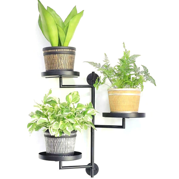 3-Tier Indoor Rotating Plant Shelf Wall-Mounted Metal Window Plant Stand