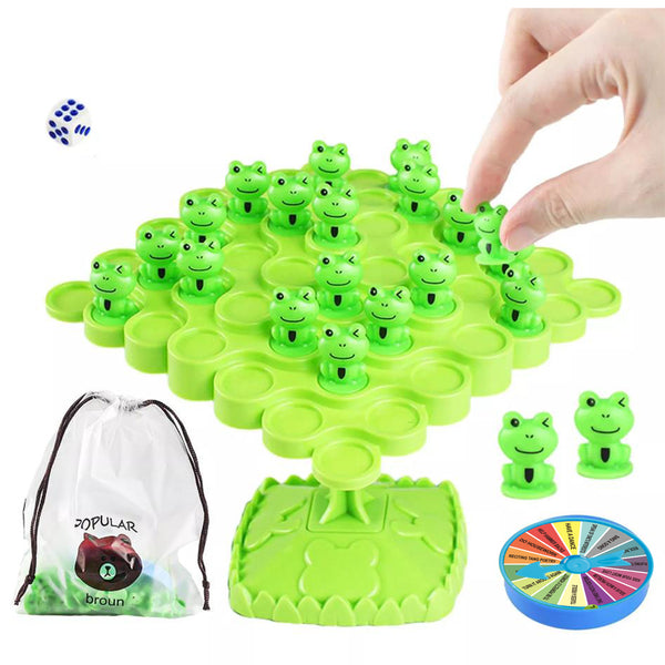 Two-Player Frog Balance Game Toy Set Parent-Child Interactive Family Tabletop Puzzle Game Green