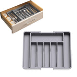 Expandable Utensil Tray Kitchen Cutlery Drawer Organizer Multipurpose Drawer Storage Tray Gray