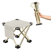 Portable Camping Stool Folding Small Chair for Fishing Hiking Gardening Beige