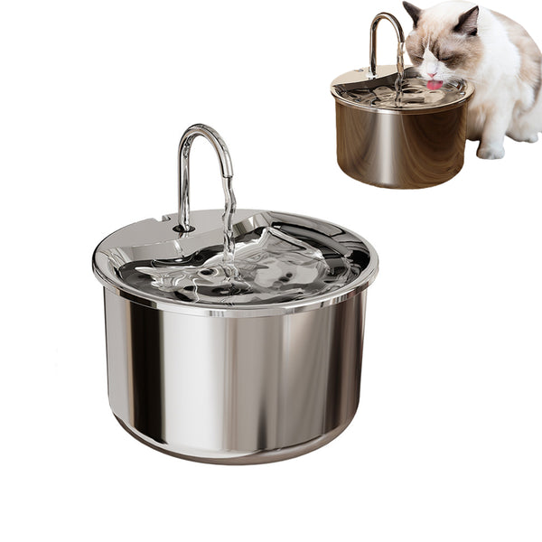 1.8L Electric Pet Water Dispenser Automatic Stainless Steel Cat Dog Fountain