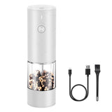 Electric Grinder for Salt Pepper Rechargeable Automatic Pepper Mill Shaker White