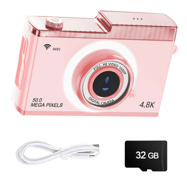 8X Zoom WIFI Digital Camera Retro Dua-Lens Auto Focus Camera with MP3 Player Various Games Pink