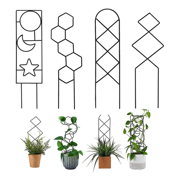 Set of 4Pcs Indoor Plant Trellis for Climbing Plants Metal Trellis Support Stake for Potted Plants Style 1