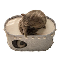 Cat Cave Beds Scratch Resistant Pet Cat House Foldable Cat Tunnel Toy Gray