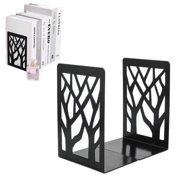 2Pcs Metal Bookends Decorative Book Ends for Shelves Book Holders Style 1