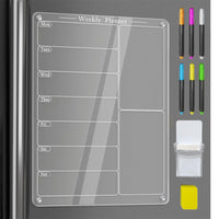 Magnetic Acrylic Weekly Calendar for Fridge Clear Dry Erase Planner Board Set Style 1