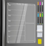 Magnetic Acrylic Weekly Calendar for Fridge Clear Dry Erase Planner Board Set Style 1