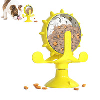 Interactive Pet Treats Dispenser Toy 360 Degrees Rotating Windmill Toy Slow Dog Cat Feeder Yellow