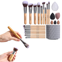 18Pcs Makeup Brush Set Foundation Powder Cosmetics Brushes with Makeup Sponge and Rotating Organizer Style 2