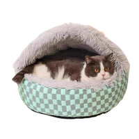 Winter Warm Pet Bed Cat and Dog Nest Plush Semi-Closed Pet Bed Sofa Gray