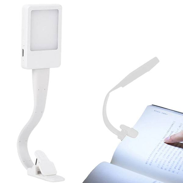 Flexible LED Book Reading Light Clip On Bed Desk Table Lamp USB Rechargeable White