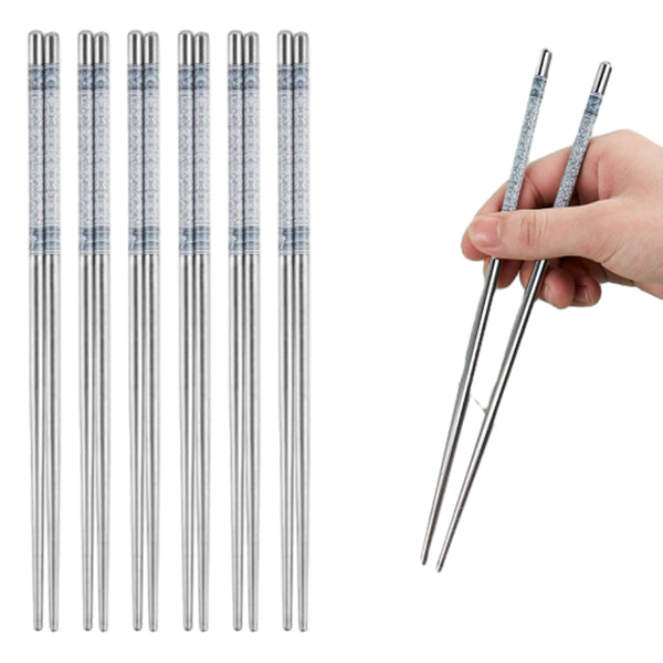 10 Pairs of Stainless Steel Chopsticks Asian Dinner Chopsticks Style 2