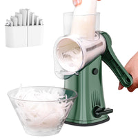 5-in-1Rotary Vegetable Chopper with Handle Hand Crank  Fruit Shredder Kitchen Gadget Green