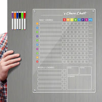 Clear Acrylic Chore Chart Board Kit for Kids Dry Erase Checklist  Family Reward Responsibility Chart