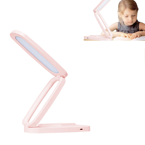 Foldable LED Desk Lamp Touch Dimmable Table Lamp Rechargeable Portable Reading Lamp for Office Home Pink