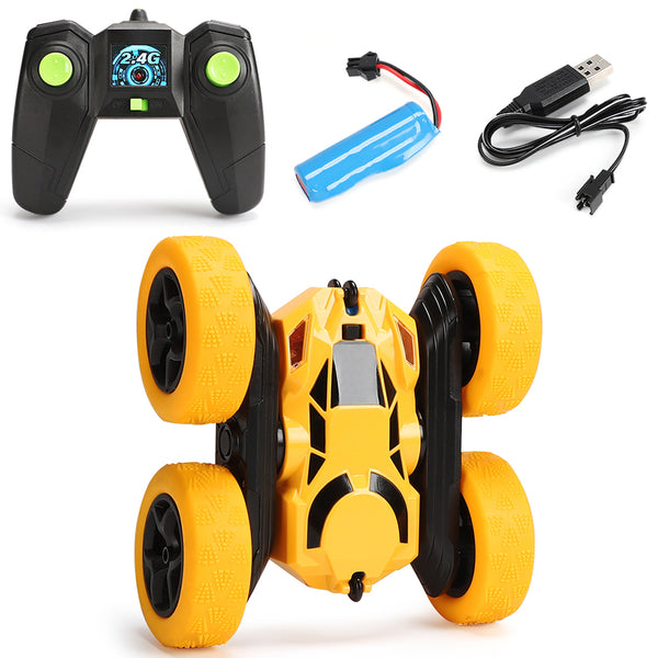 2.4GHz Remote Control Car Toy 4WD Rotating RC Car Toy Yellow