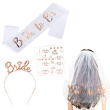 Bride to Be Sash and Veil Set Wedding Shower Decorations White