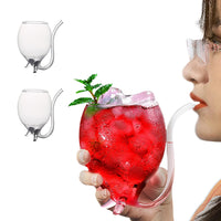 2Pcs 300ml Filter Red Wine Glass Hand Blown Clear Juice Cup for Whiskey Port Wine Cocktail