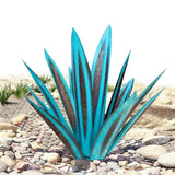 Metal Art Agave Decorative Sculpture 9-Leaf Artificial Plant Decorations Garden  Ornament Blue