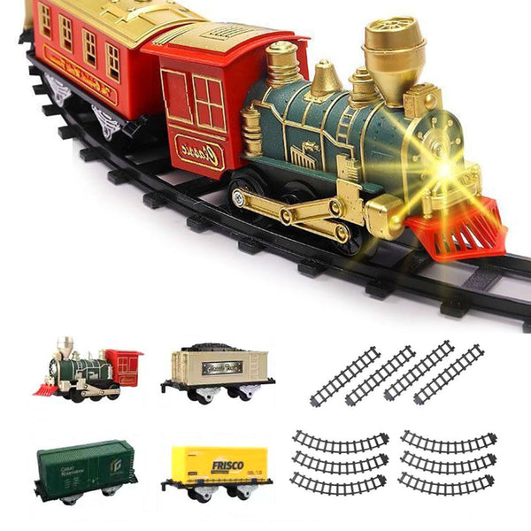 Electric Train Toy Set Classical Steam Train with Light and Sound Christmas Toy for Kids Style 2