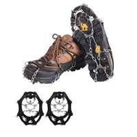 Pair of Crampons for Shoes Traction Cleats Ice Snow Grips Anti - Slip Shoe Spikes for Walking Hiking Black