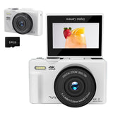 4K Digital Camera WiFi Vlogging Camera with 180 Degree Flip Screen White