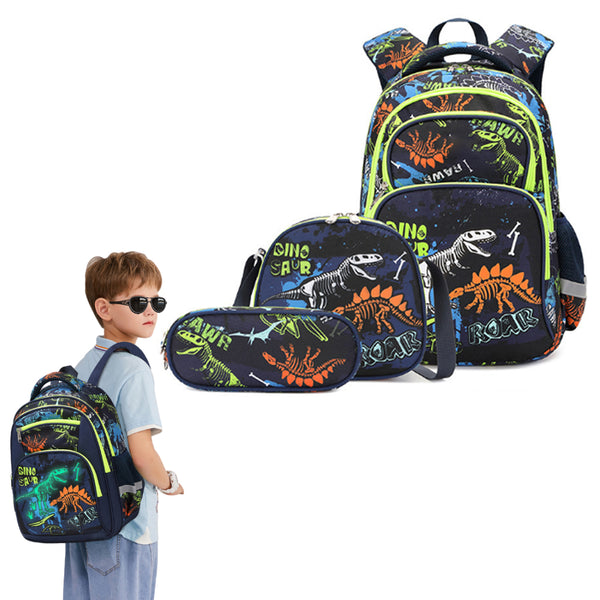 3Pcs Set School Bags Backpack with Insulate Lunch Box Pencil Bag Style 4