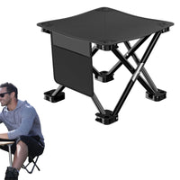 Portable Camping Stool Folding Small Chair for Fishing Hiking Gardening Black