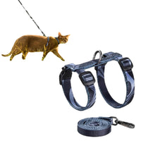 Adjustable Cat Harness and Leash Set Escape Proof Strap for Walking Travel Gray