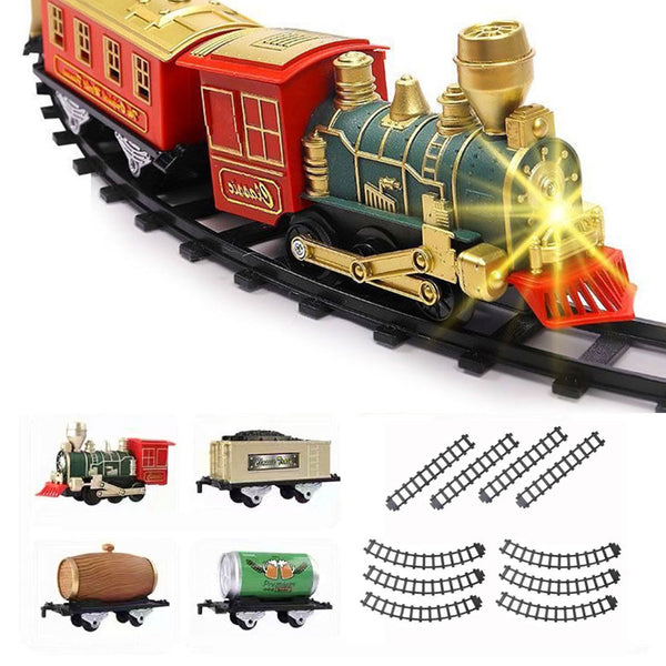 Electric Train Toy Set Classical Steam Train with Light and Sound Christmas Toy for Kids Style 3