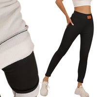 Women Thick Lined Leggings Winter Thermal Leggings High Waisted Stretchy Pants Black