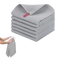 Set of 6Pcs Cotton Dish Cloths Waffle Weave Quick Drying Dish Towels Light Gray