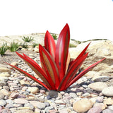 Metal Art Agave Decorative Sculpture 9-Leaf Artificial Plant Decorations Garden  Ornament Red