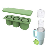 Ice Cube Tray for Stanley 30-40 Oz Tumbler Cup Silicone Hollow Cylinder Ice Mold with Lid for Ice Drink Juice Whiskey Green