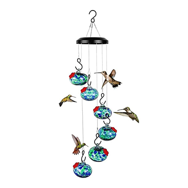 Charming Wind Chimes Hummingbird Feeder for Outdoors Garden Hanging Decor Style 1