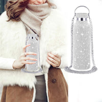 500ML Studded Bling Insulated Bottle Glitter Water Bottle Thermal Kettle Silver