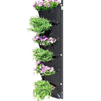 6-Pockets Vertical Plant Grow Bag Wall Hanging Garden Planter Black