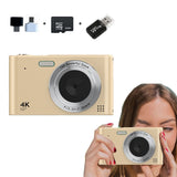 48MP HD Retro Digital Camera with 32G Memory Card 1080P Kids Student Beginner Camera Gold