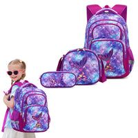 3Pcs Set School Bags Backpack with Insulate Lunch Box Pencil Bag Style 3