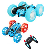 2.4 GHZ Remote Control Stunt Car 4WD Double Sided Rotating Crawler with Headlights Blue