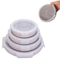 4Pcs Collapsible Food Storage Containers with Lid Foldable Storage Bowls Pink