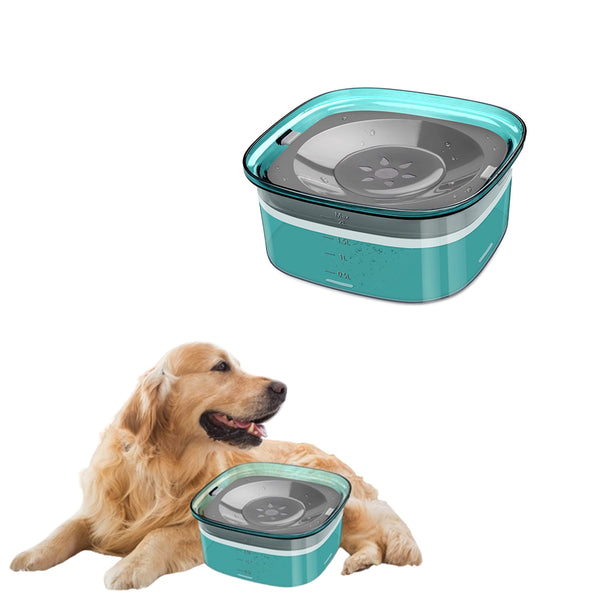 2L Dog Water Bowl Anti Splash Dog Bowl Water Dispenser Slow Drinking Water Bowl Green