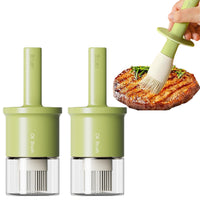 2Pcs 300ML Glass Oil Dispenser Bottle with Basting Brush Oil Container for Cooking BBQ Green