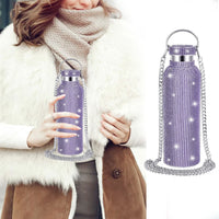 500ML Studded Bling Insulated Bottle Glitter Water Bottle Thermal Kettle Purple