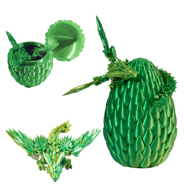 3D Printed Dragon Egg Decoration with Dragon Chinese Style Ornament Green