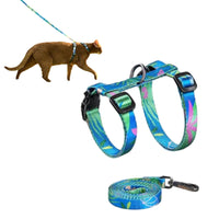 Adjustable Cat Harness and Leash Set Escape Proof Strap for Walking Travel Green