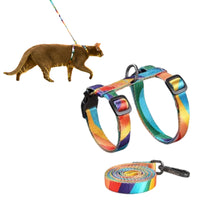 Adjustable Cat Harness and Leash Set Escape Proof Strap for Walking Travel Multicolor