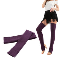 Pair of Thigh High Stocking Long Boot Socks Party Skating Leg Warmers for Women Girls Dark Purple