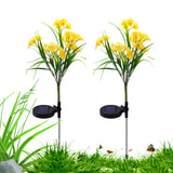 2Pcs Set Solar Flower Lights Garden LED Decorative Stake Light Outdoor Yard Patio Decor Yellow